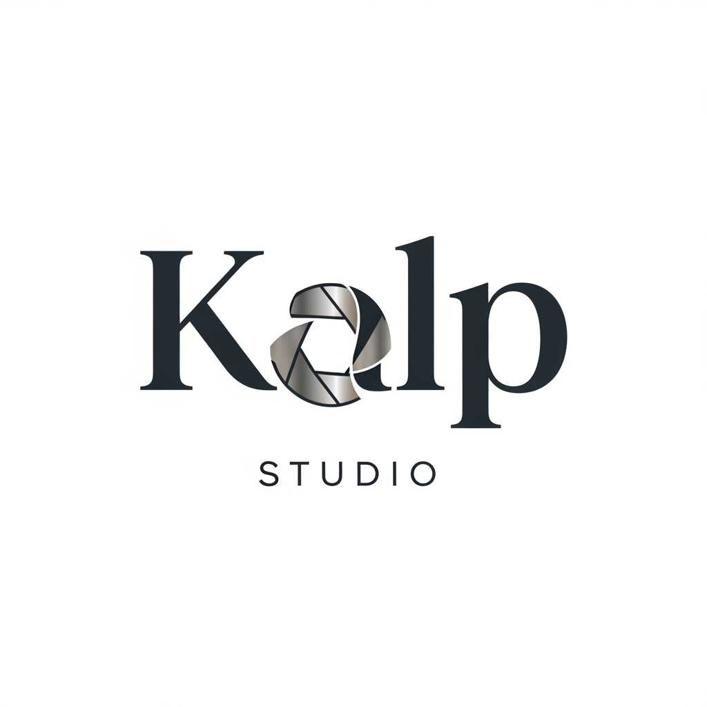 AI Design for a logo for kalp studio itsa photoshoot studio make it elegent, premeum modern classic