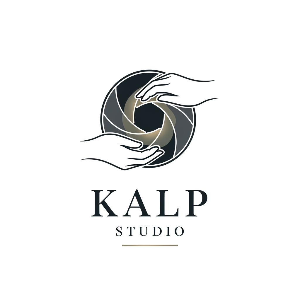 AI Design for a logo for kalp studio itsa photoshoot studio make it elegent, premium modern classic, emotional, memories timeless dont add hearts