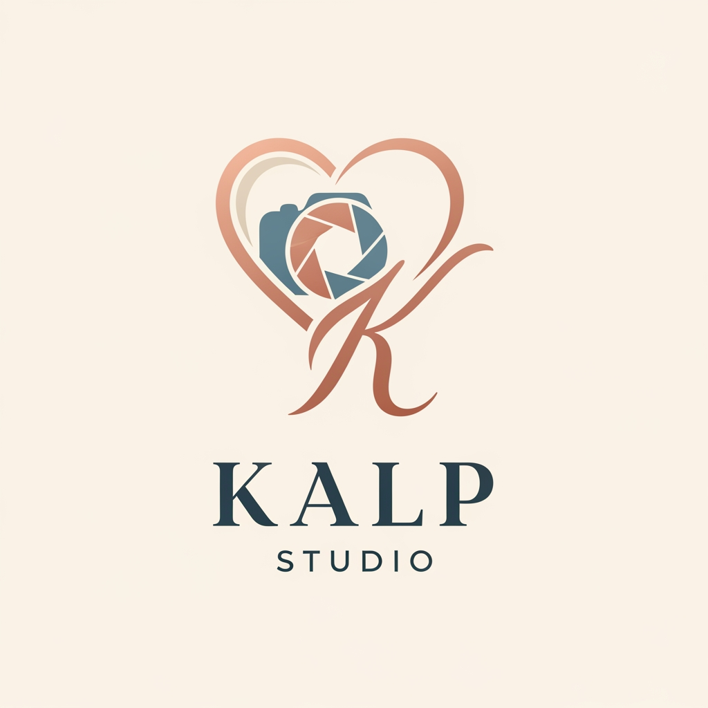 AI Design for a logo for kalp studio itsa photoshoot studio make it elegent, premeum modern classic, emotional, memories cute