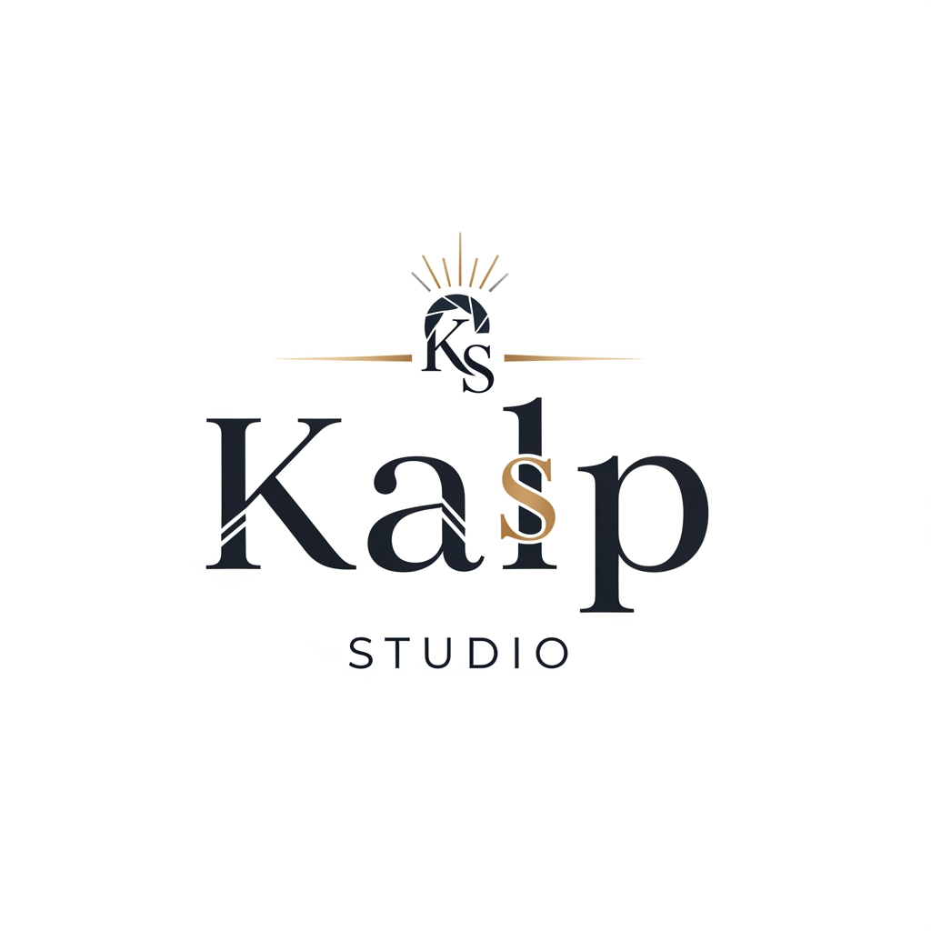 AI Design for a logo for kalp studio itsa photoshoot studio make it elegent, premeum modern classic