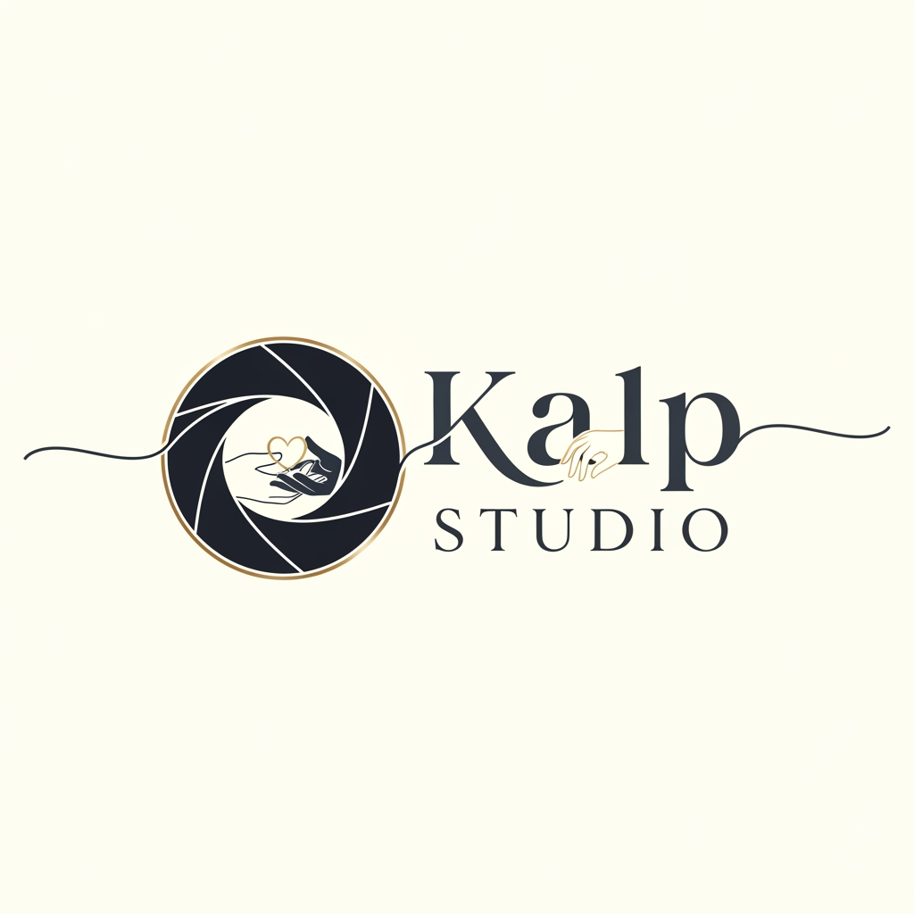 AI Design for a logo for kalp studio itsa photoshoot studio make it elegent, premeum modern classic, emotional, memories