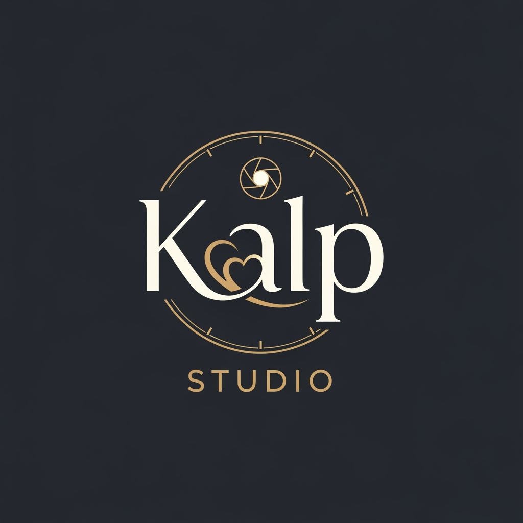 AI Design for a logo for kalp studio itsa photoshoot studio make it elegent, premium modern classic, emotional, memories timeless