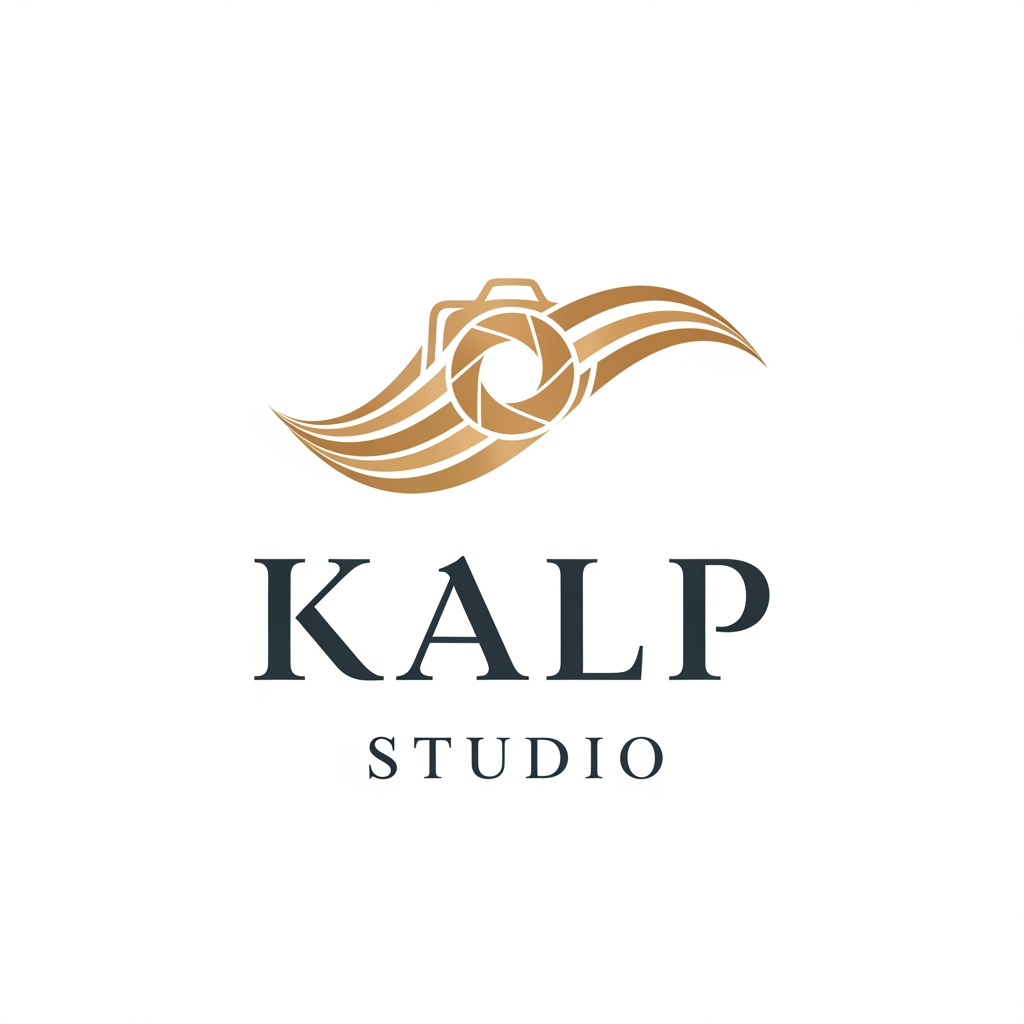 AI Design for a logo for kalp studio itsa photoshoot studio make it elegent, premium modern classic, emotional, memories timeless dont add hearts