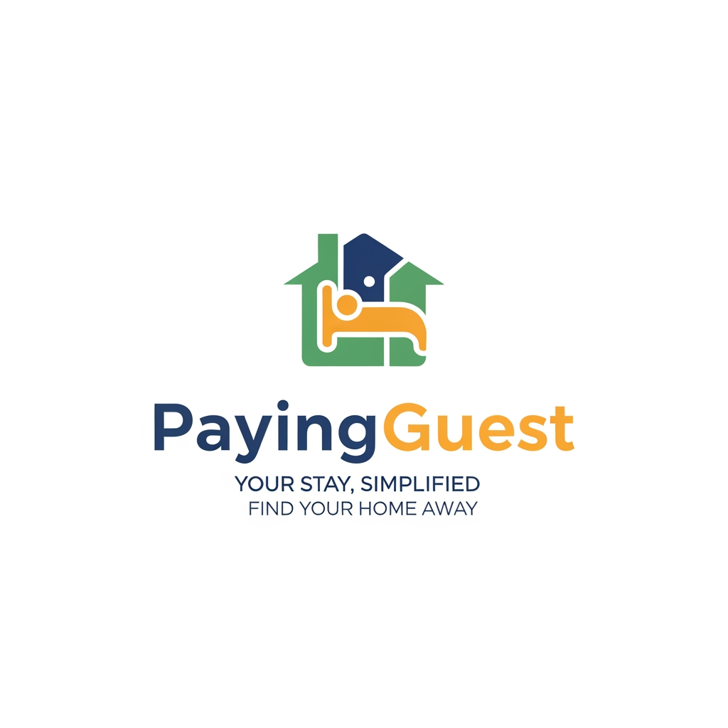 AI Design for professional logo for name payingguest brand name the website allows users to find hostels and student accomedations for working professionals ans students