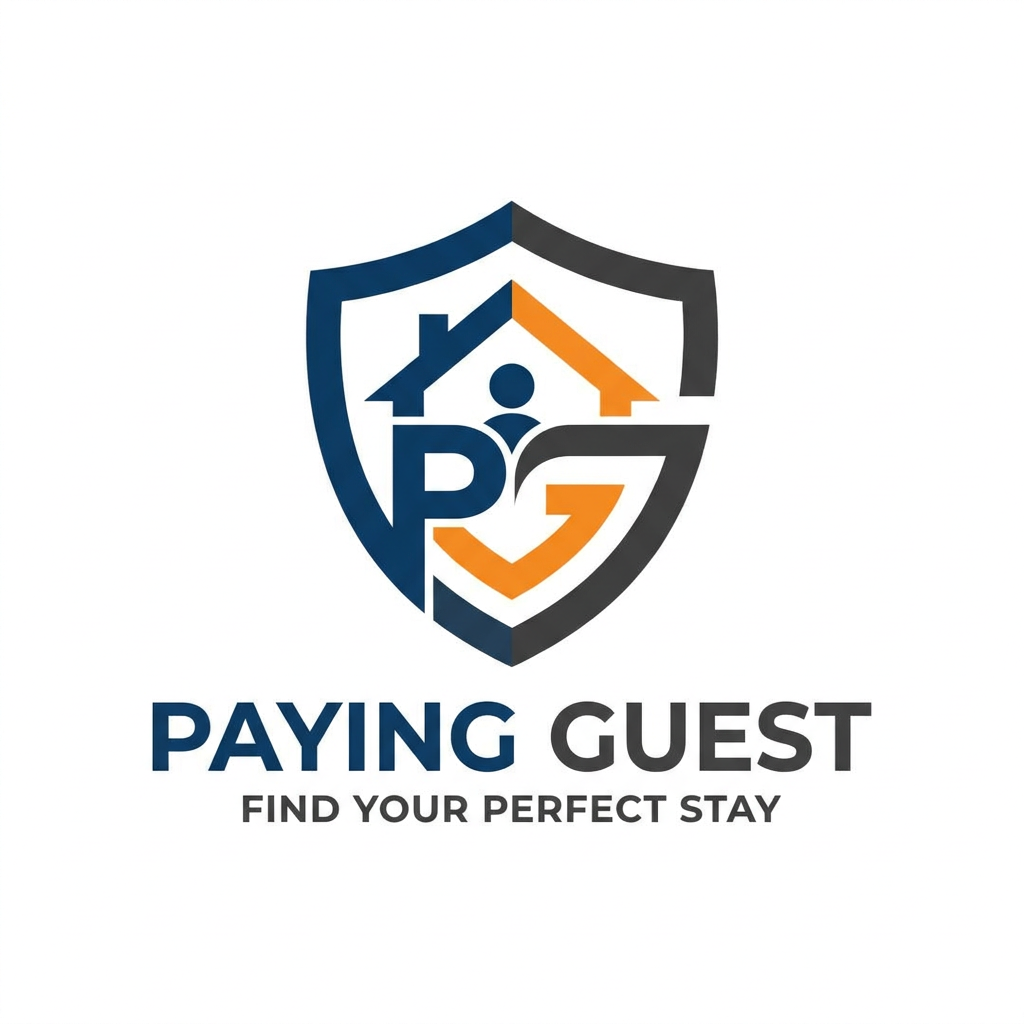 AI Design for professional logo for name payingguest brand name the website allows users to find hostels and student accomedations for working professionals ans students