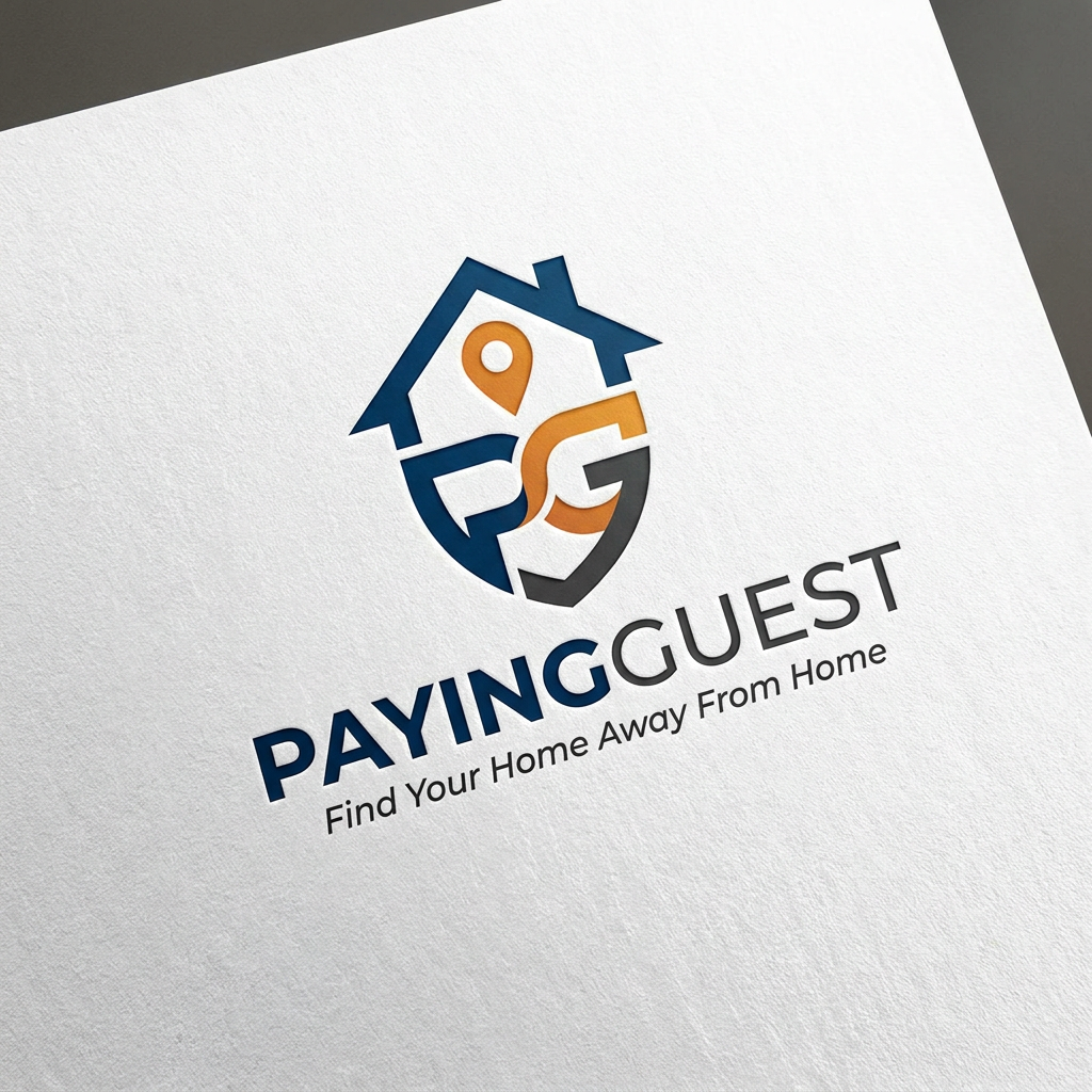 AI Design for professional logo for name payingguest brand name the website allows users to find hostels and student accomedations for working professionals ans students