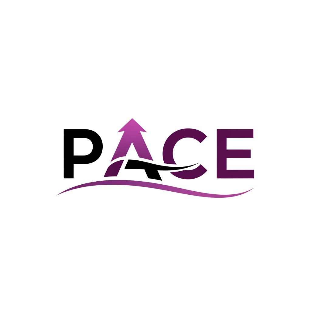 AI Design for new and attractive logo for pace color black and purple