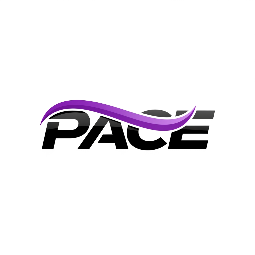 AI Design for new and attractive logo for pace color black and purple