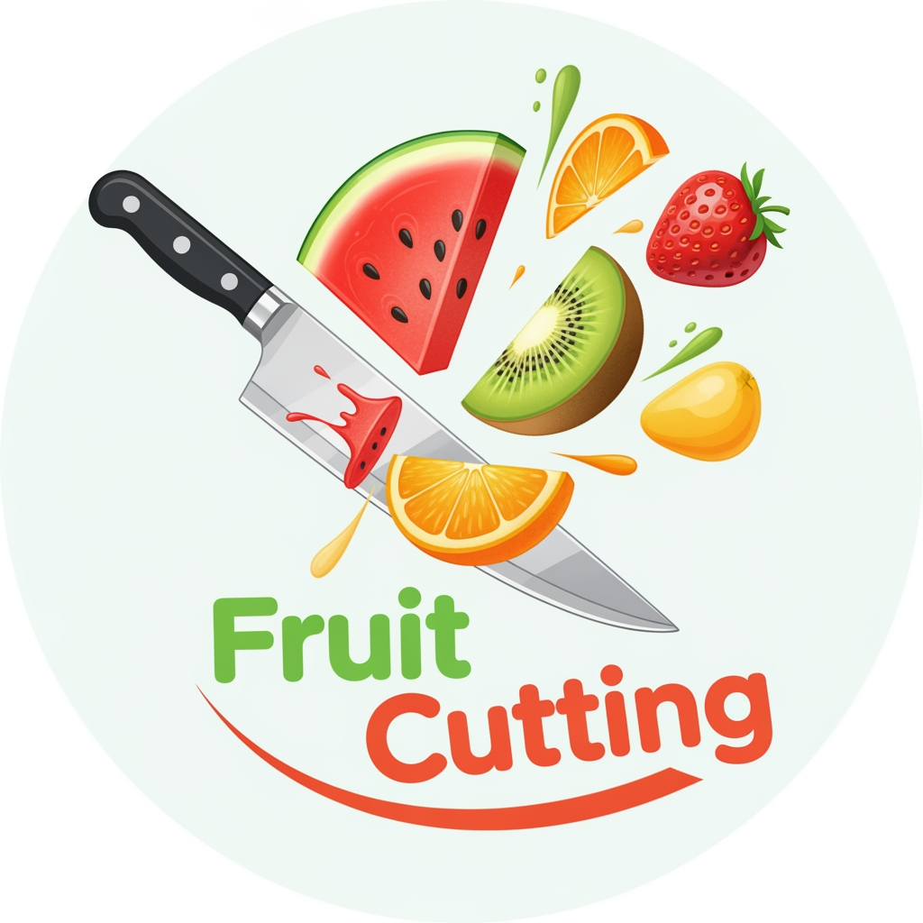 AI Design for create a logo of youtube channel name is fruit cutting