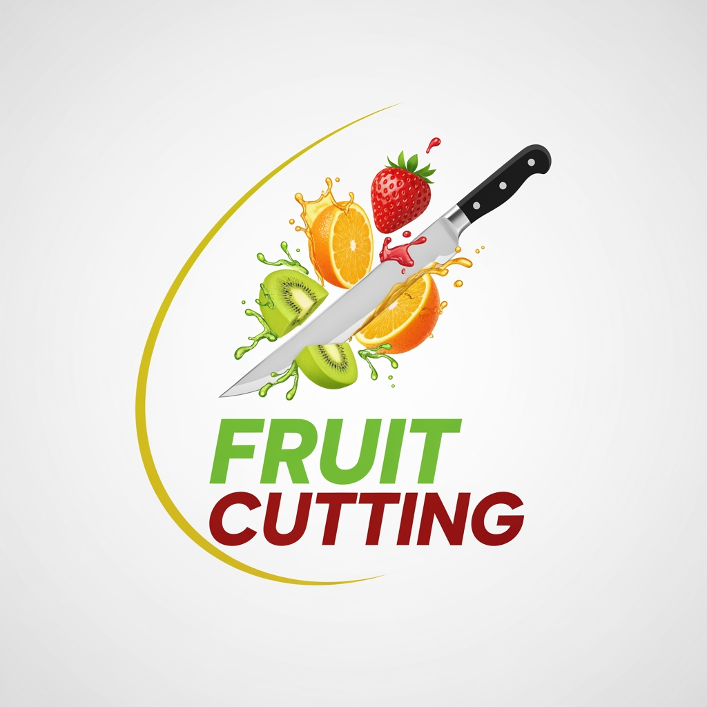 AI Design for create a logo of youtube channel name is fruit cutting