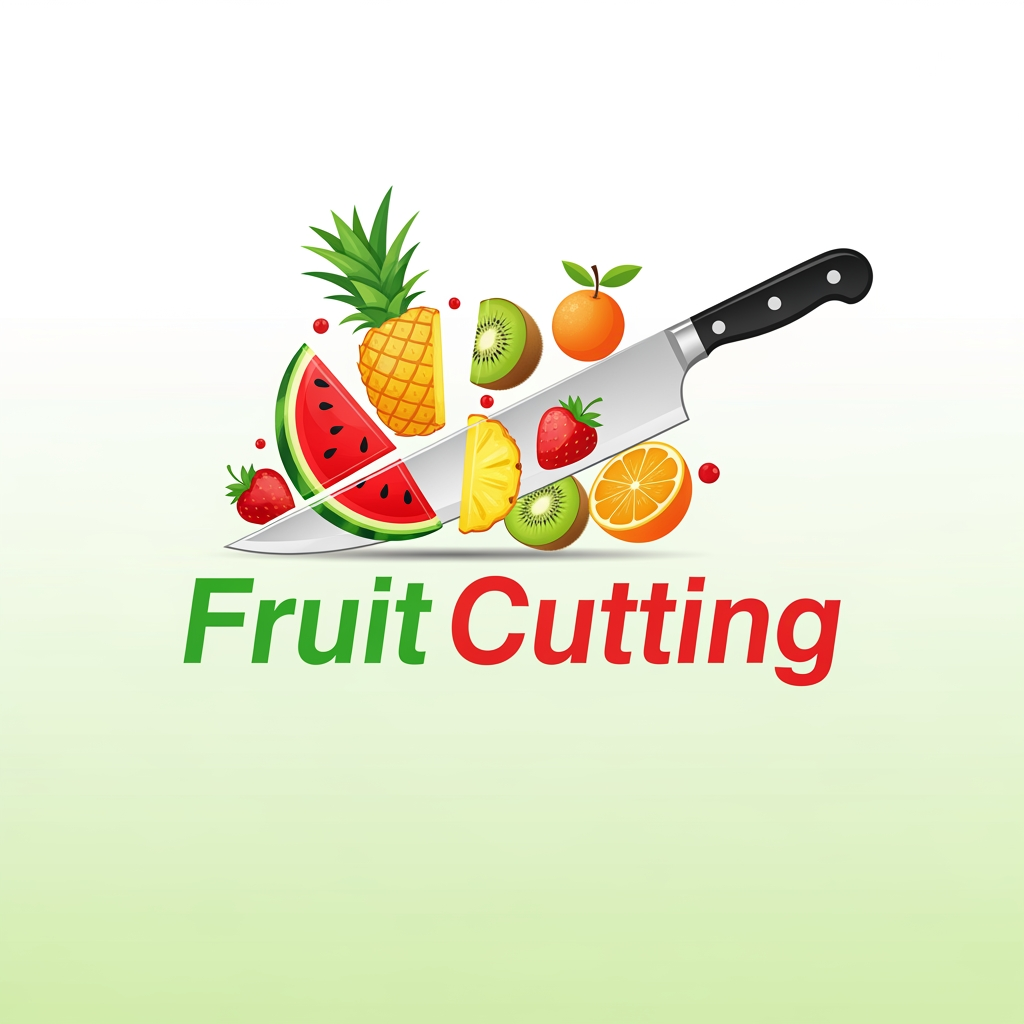 AI Design for create a logo of youtube channel name is fruit cutting
