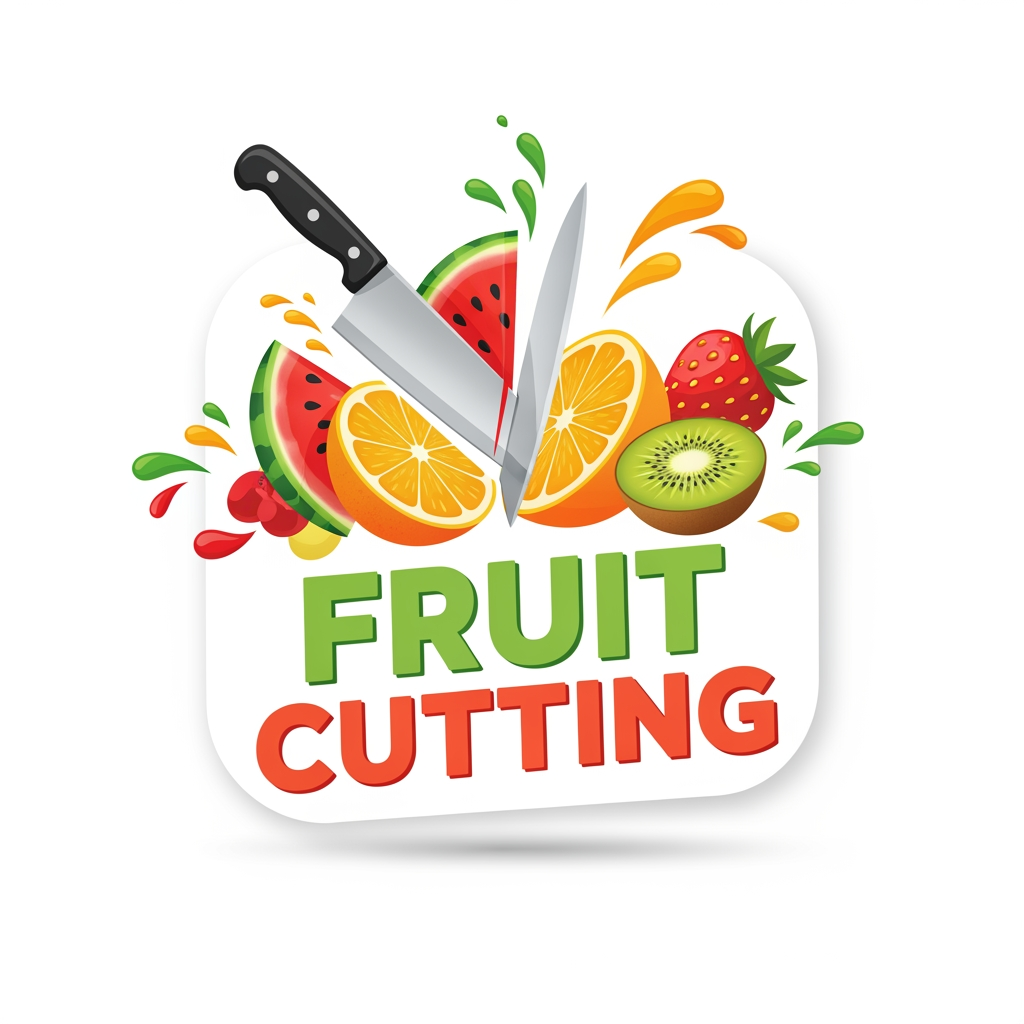 AI Design for create a logo of youtube channel name is fruit cutting