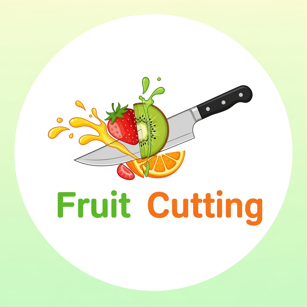 AI Design for create a logo of youtube channel name is fruit cutting