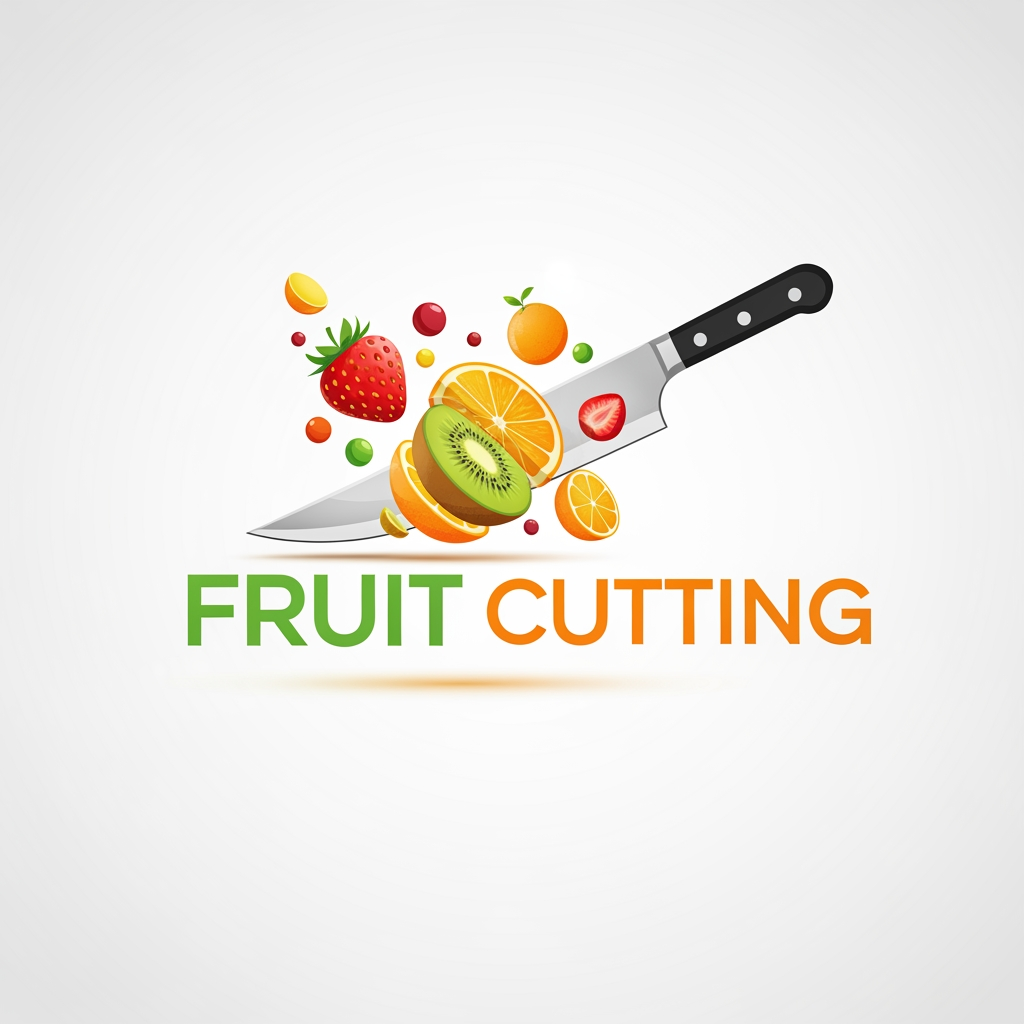AI Design for create a logo of youtube channel name is fruit cutting