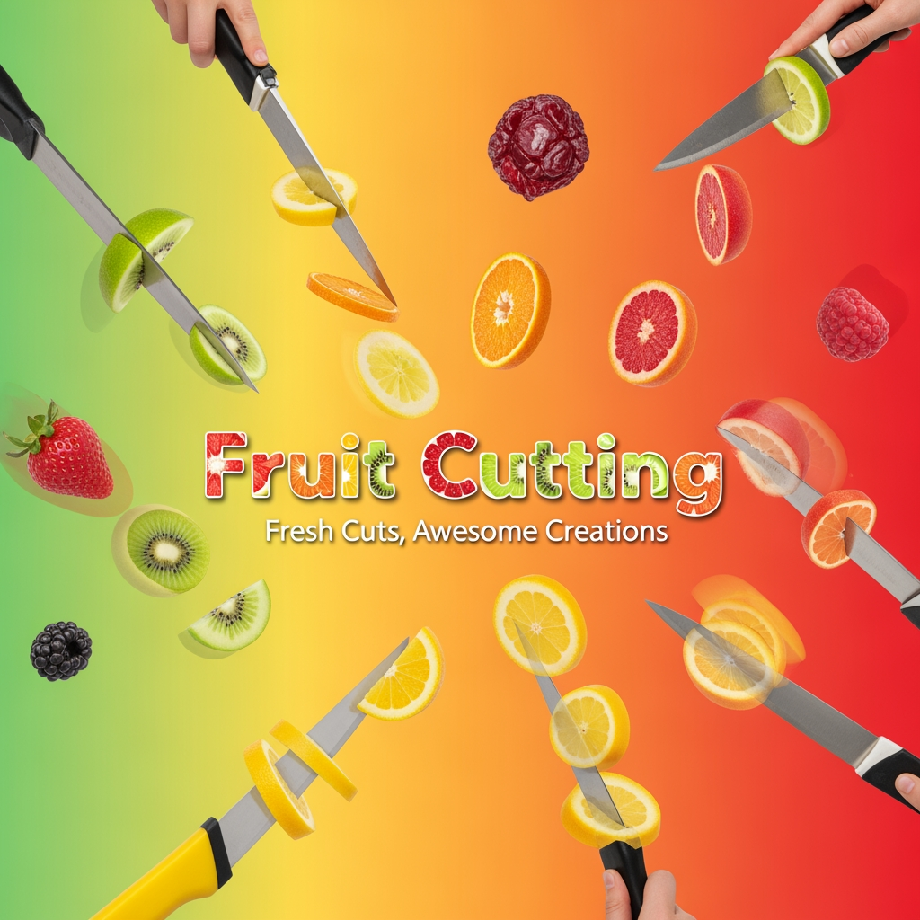 AI Design for create a banner for youtube chanel chanel name fruit cutting