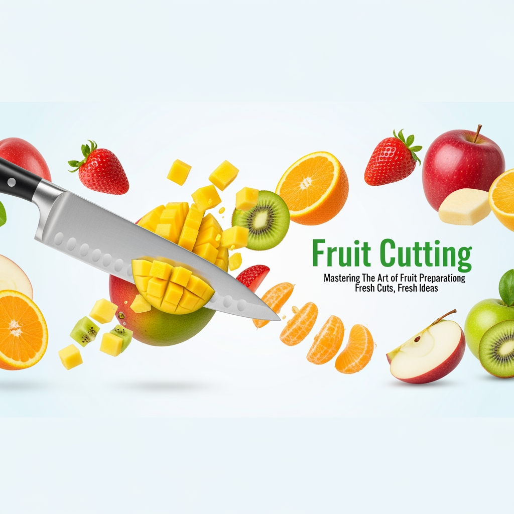 AI Design for create a banner for youtube chanel chanel name fruit cutting