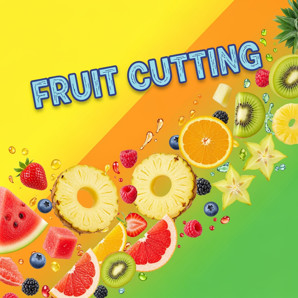 AI Design for create a banner for youtube chanel chanel name fruit cutting