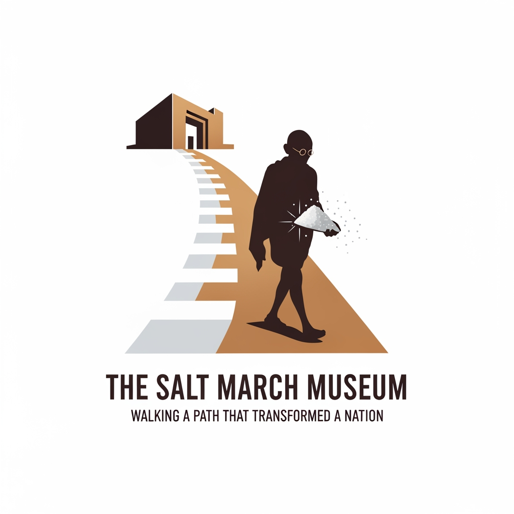 AI Design for "Walking a path that transformed a nation."
That is a far stronger foundation for the logo than focusing only on Gandhi, only on salt, or only on heritage. It uniquely connects the architecture, the museum experience, the Salt March, and the visitor journey into a single memorable symbol.