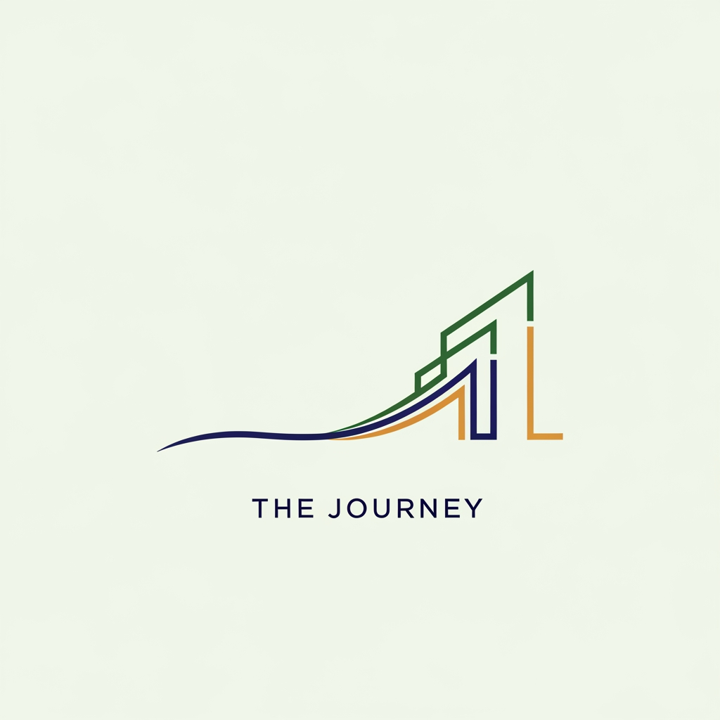 AI Design for "A sophisticated, abstract logo symbol representing 'The Journey' and 'Evolution.' The design features a fluid, continuous line that gracefully transitions from a simple, modest start into a strong, ascending architectural form. Minimalist, high-end, elegant movement, symbolizing the progression from individual to movement. Use [Insert Primary Brand Color] against a clean background. Professional, modern, iconic, vector art, balanced composition, no text."
