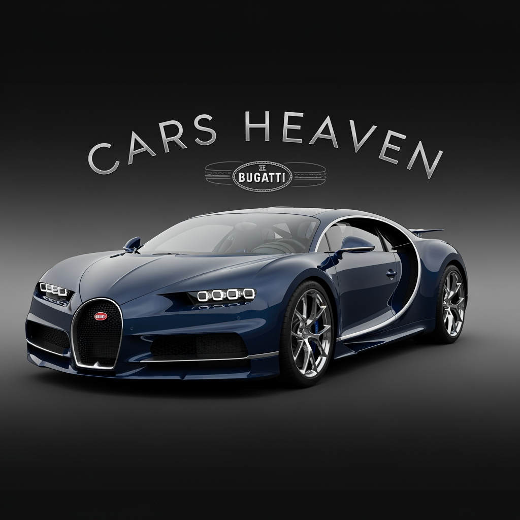 AI Design for make a lodo in which bugatti car and its logo name is CARS HEAVEN