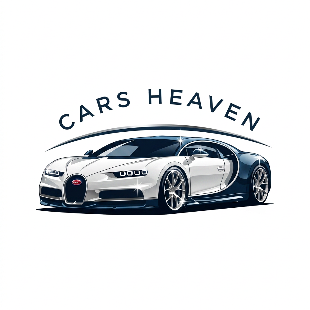 AI Design for make a lodo in which bugatti car and its logo name is CARS HEAVEN and cars are shiny
