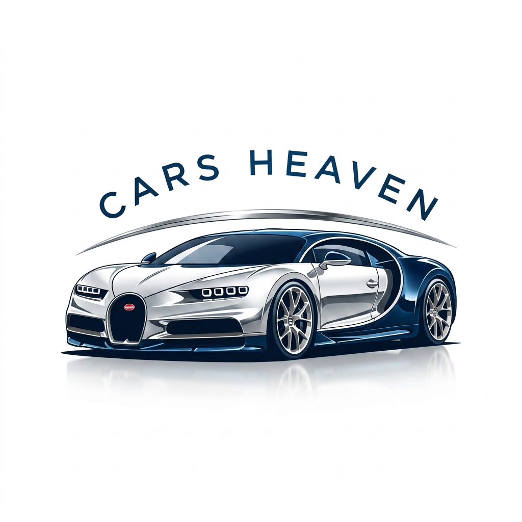 AI Design for make a lodo in which bugatti car and its logo name is CARS HEAVEN and cars are shiny
