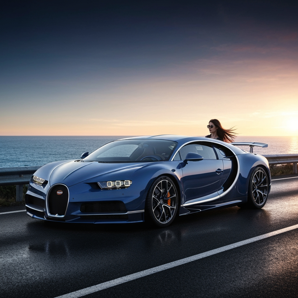 AI Design for make a bugatti high quality 4k wallpaper , and the size is 19:6