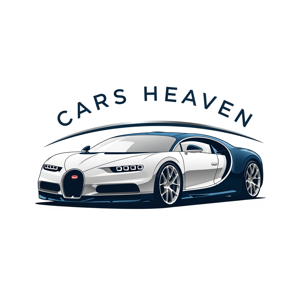 AI Design for make a lodo in which bugatti car and its logo name is CARS HEAVEN