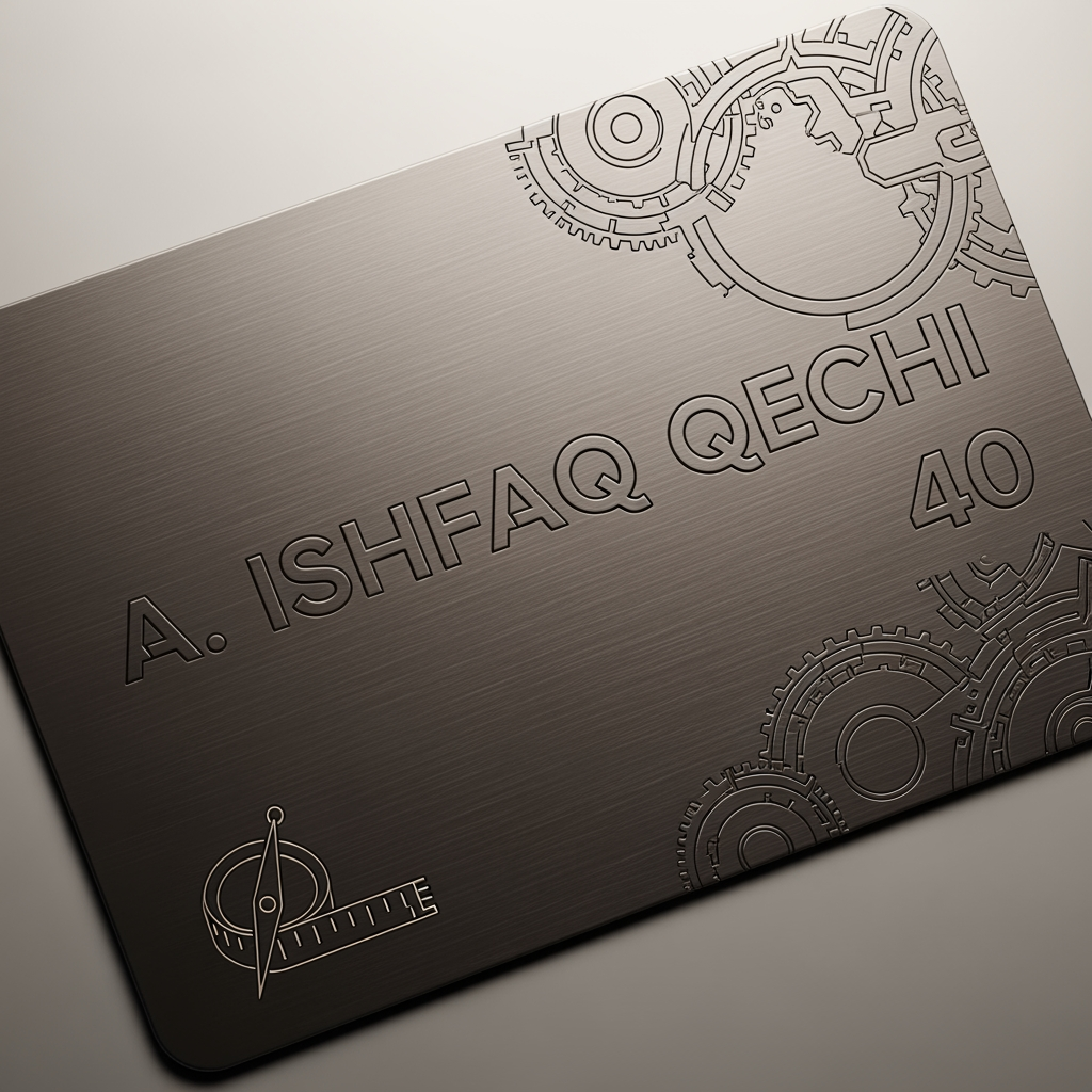 AI Design for make a shop card in which the owner name is a ishfaq qechi 40 make high profile shop card ake differente