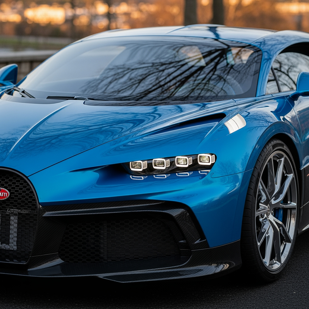 AI Design for make a bugatti photo in hyper realistic and shiny