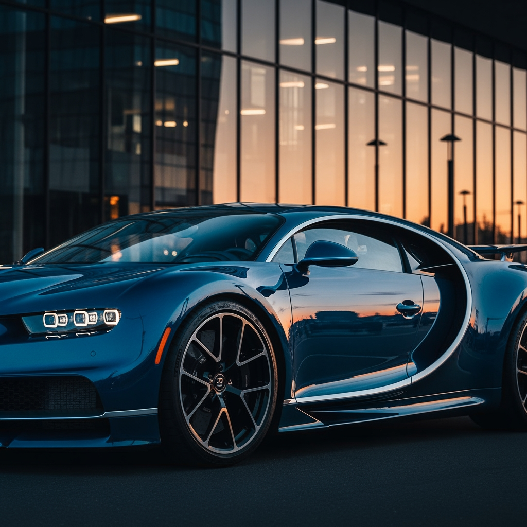 AI Design for make a bugatti photo in hyper realistic and shiny