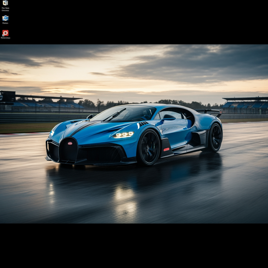 AI Design for make wallpaper for dextop and in which bugatti bolide real photo