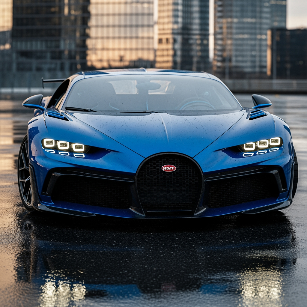 AI Design for make a bugatti photo in hyper realistic and shiny