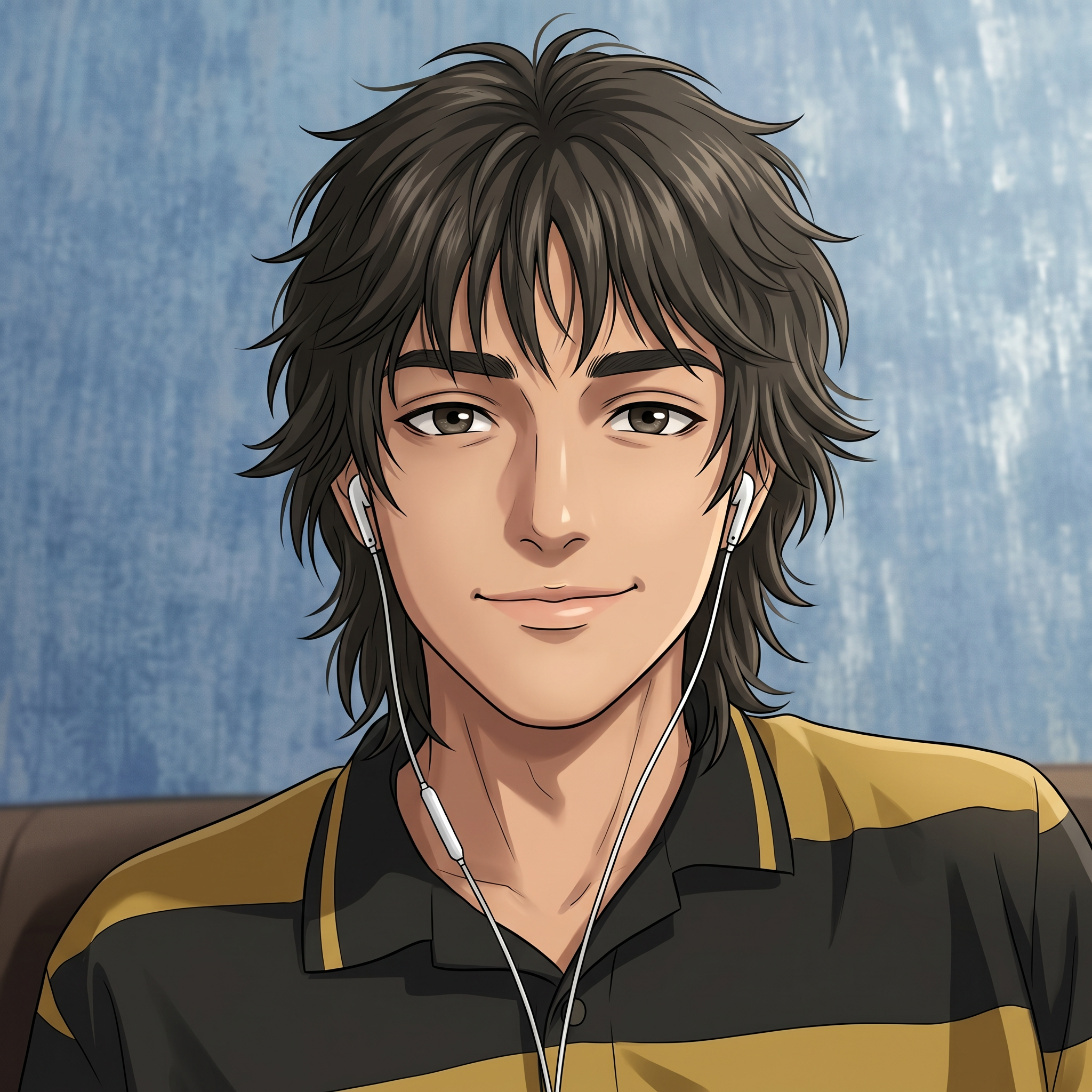 AI Design for convert into in realistic anime and my hair style convert into in a long hair wolf cut