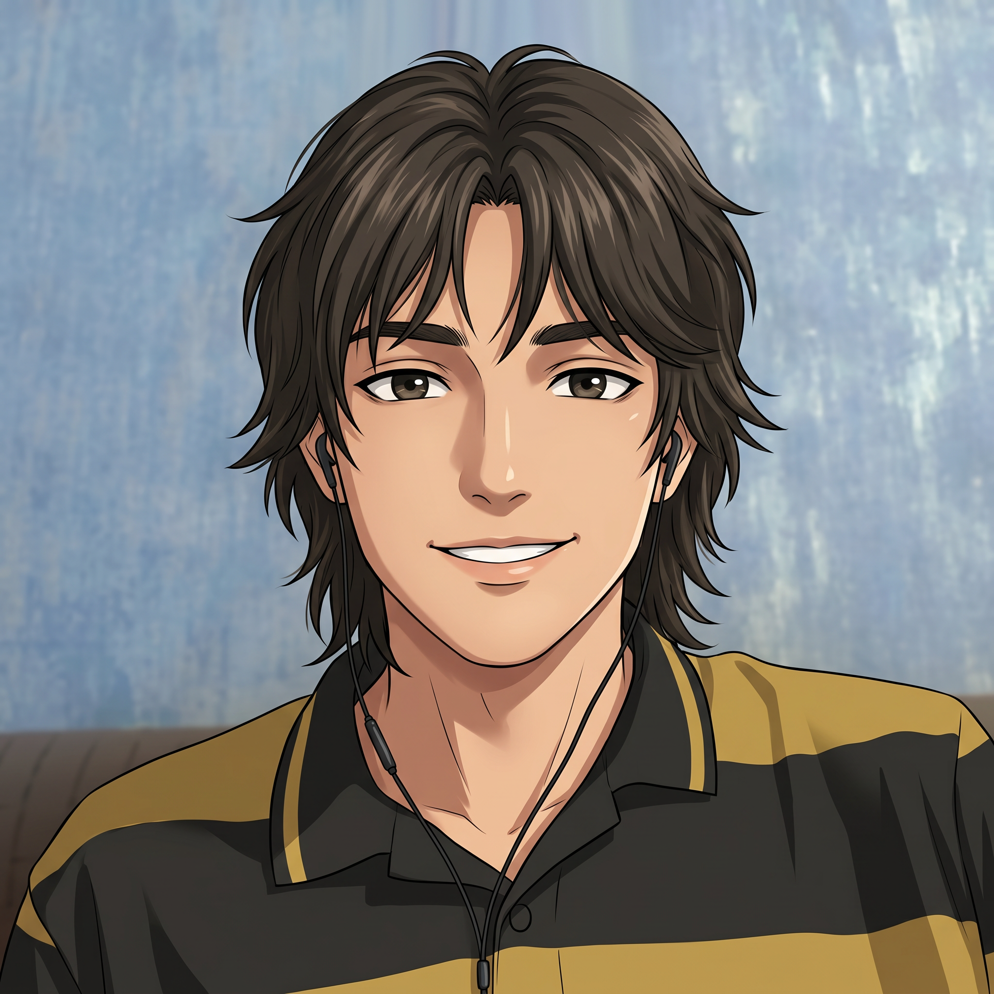 AI Design for convert into in realistic anime and my hair style convert into in a long hair wolf cut