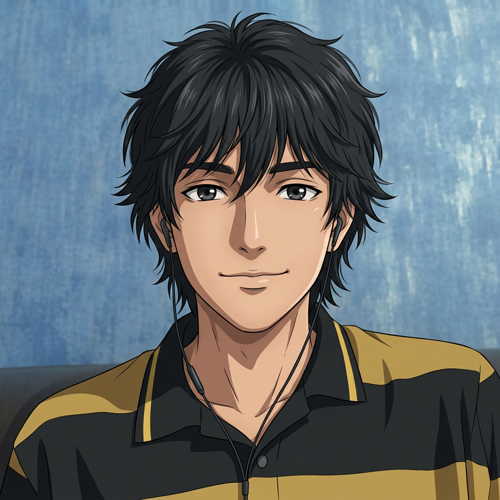 AI Design for convert into in realistic anime and my convert into a wolf cut hair cut