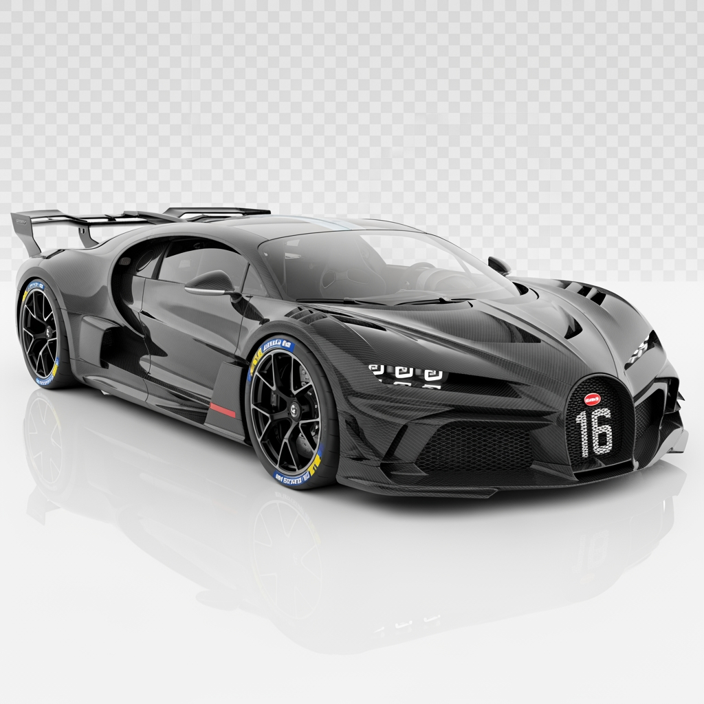 AI Design for give me a bugatti bolide 3D model without background