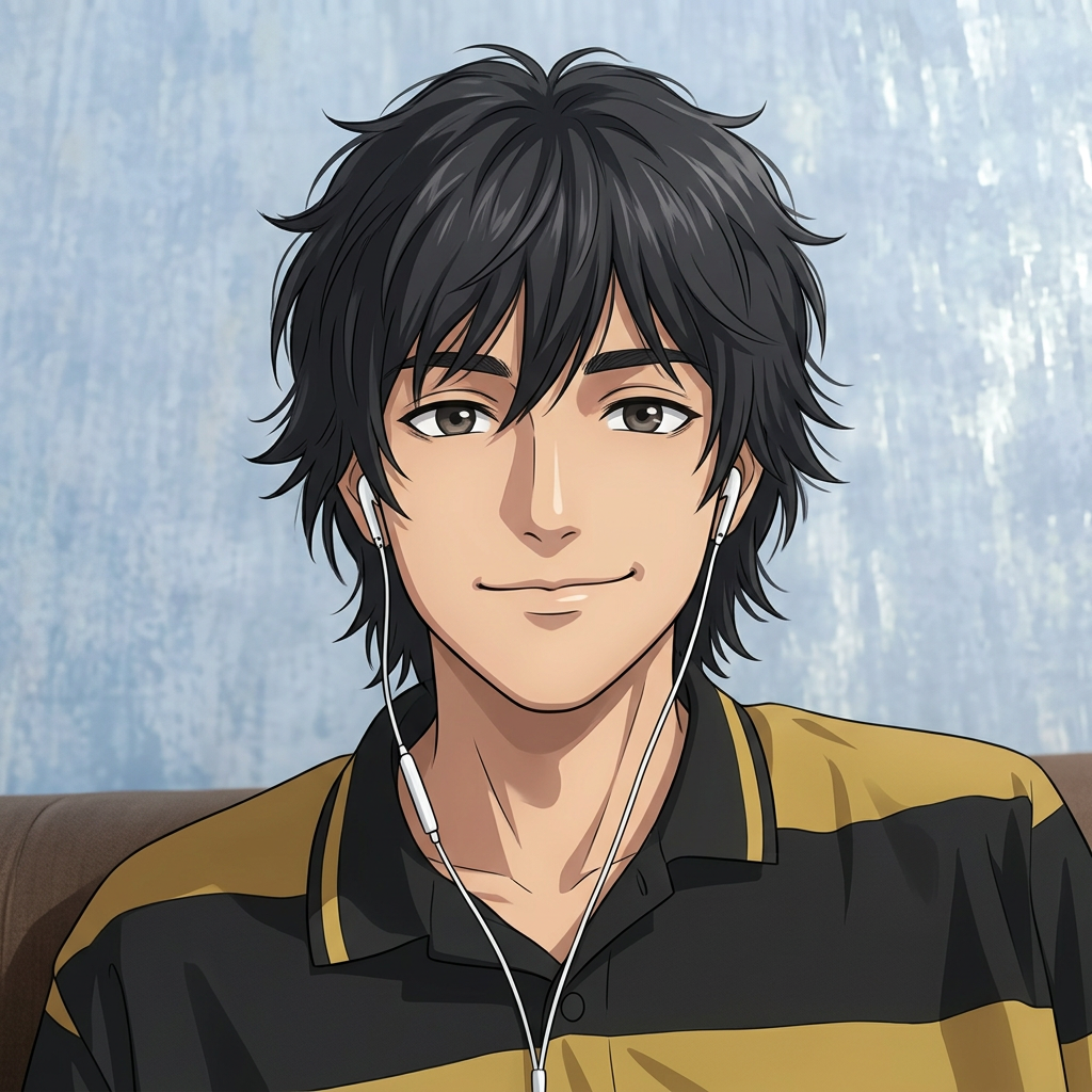 AI Design for convert into in realistic anime and my convert into a wolf cut hair cut