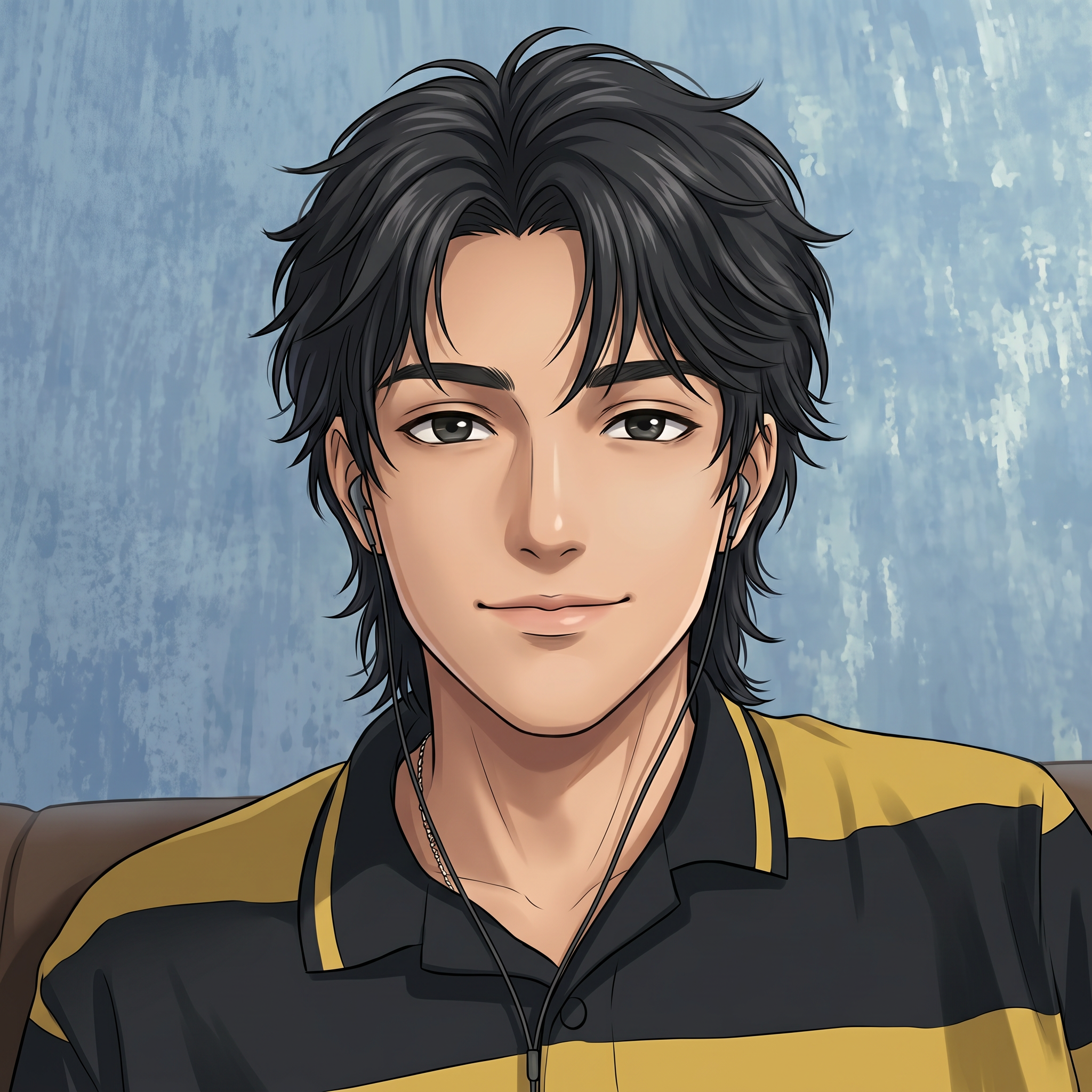 AI Design for convert into in realistic anime and my hair style convert into in a long hair wolf cut