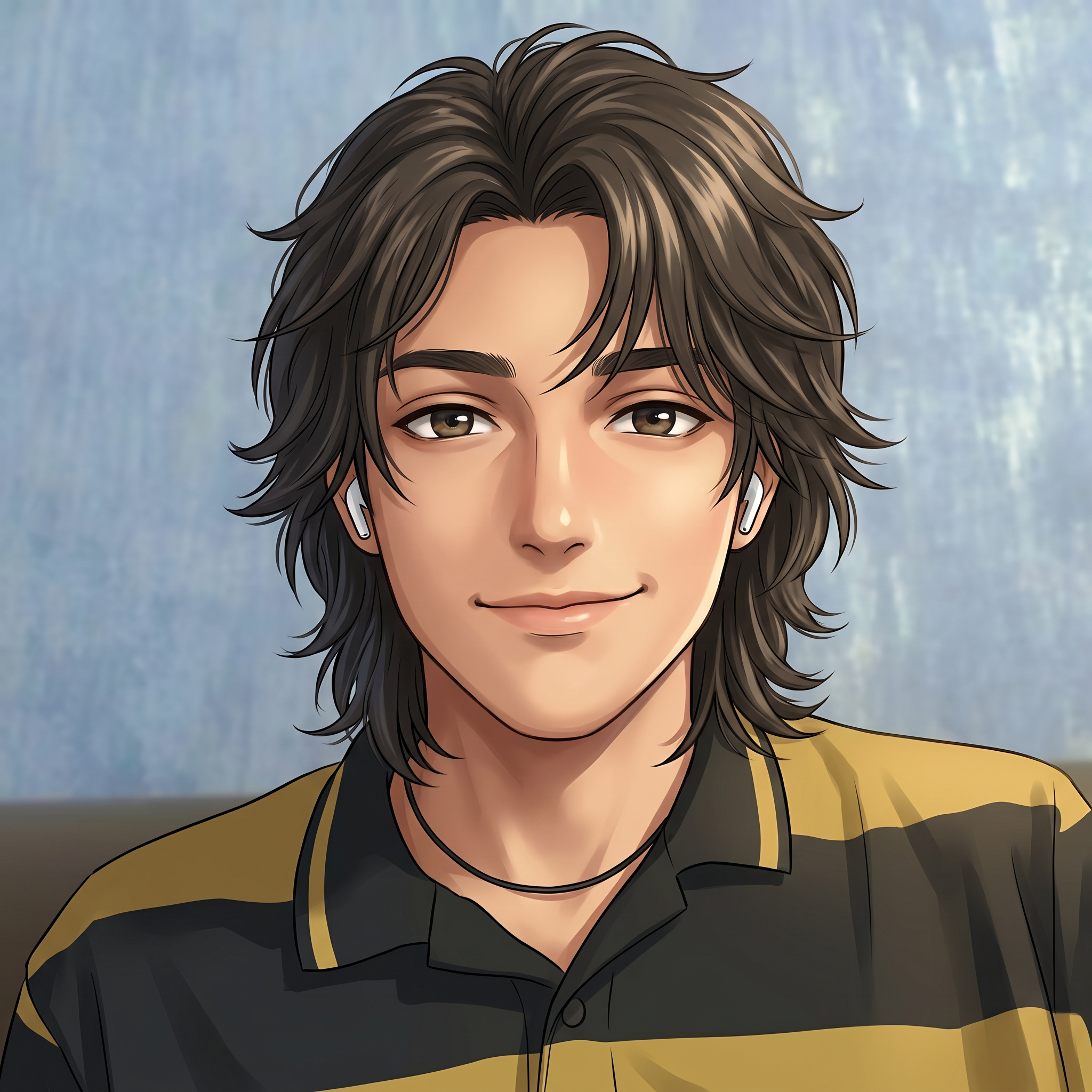 AI Design for convert into in realistic anime and my hair style convert into in a long hair wolf cut