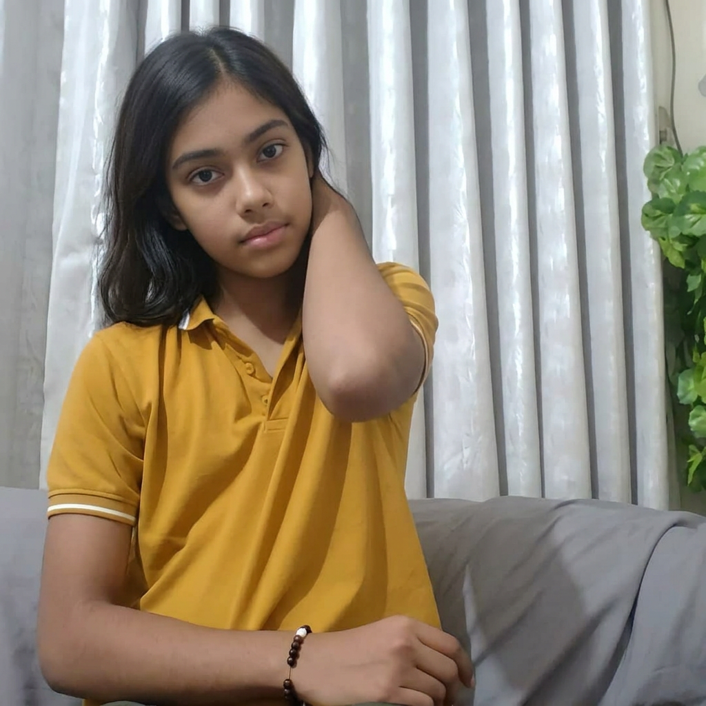 AI Design for convert int a girl and remove the glasses toney girl