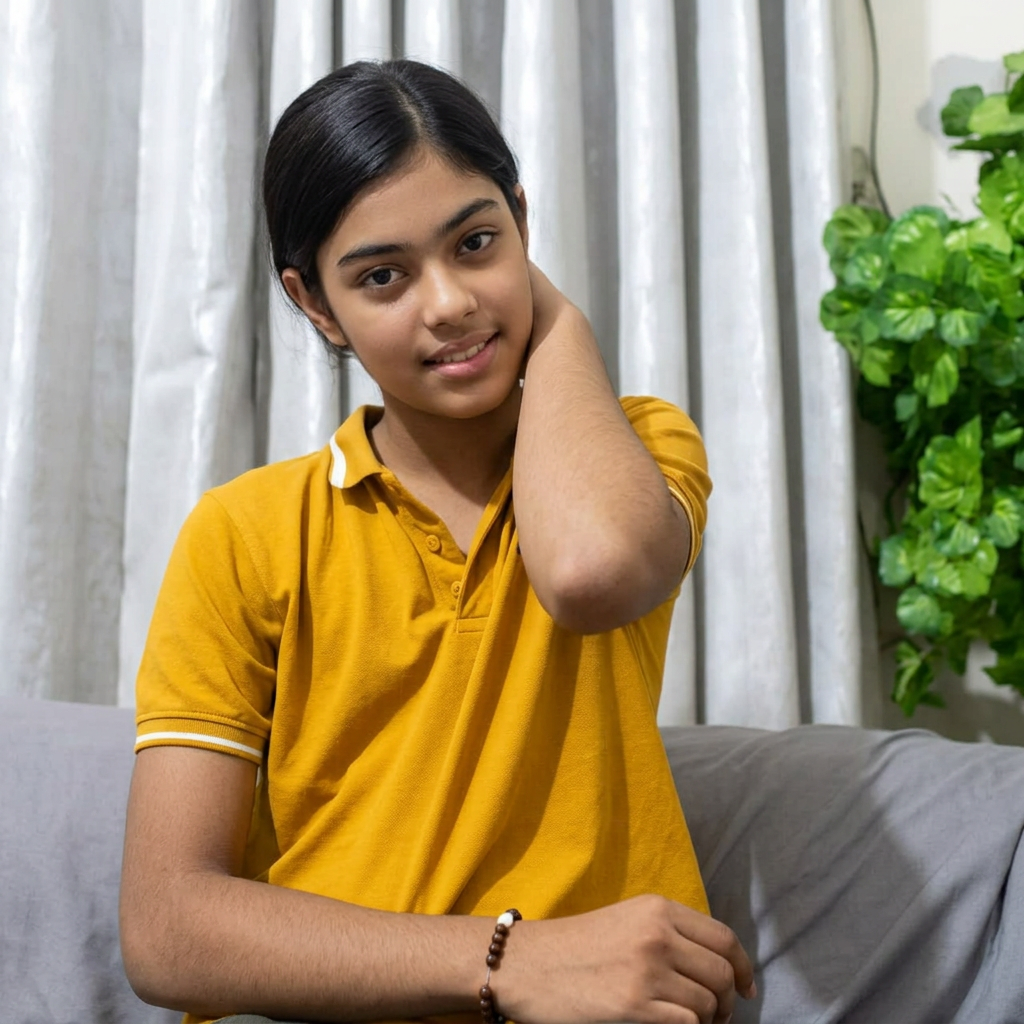 AI Design for convert int a girl and remove the glasses toney girl