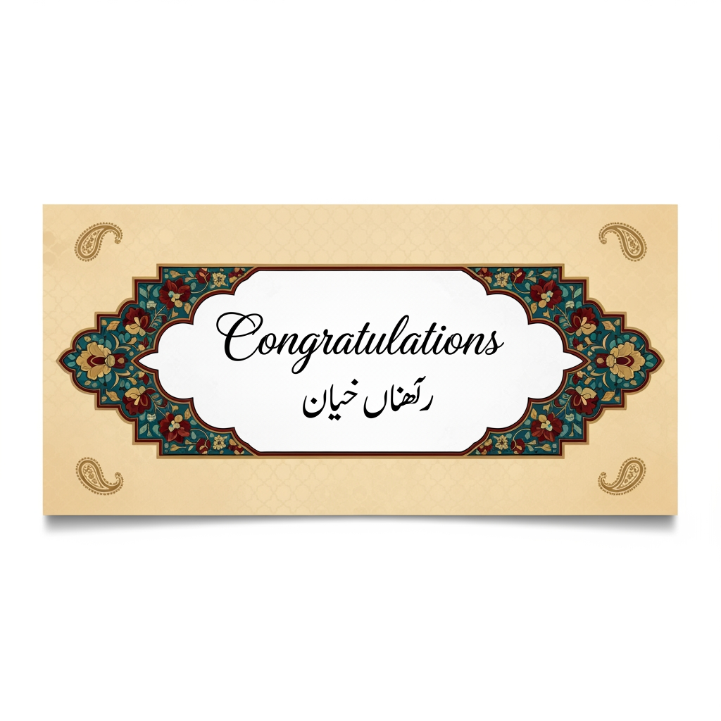 AI Design for make the simple card in pakistani designe add in urdu and english