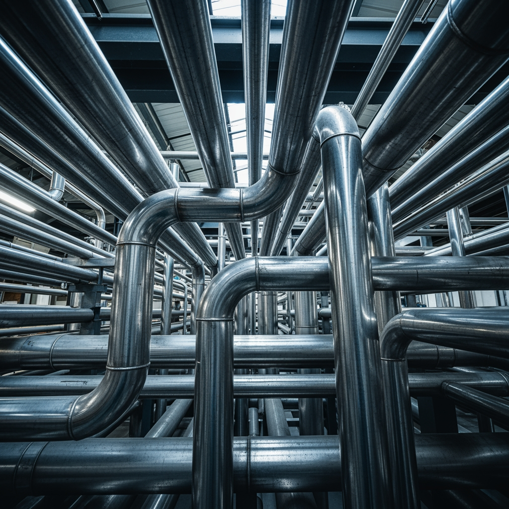 AI Design for make a photo in which shiny steel pipes