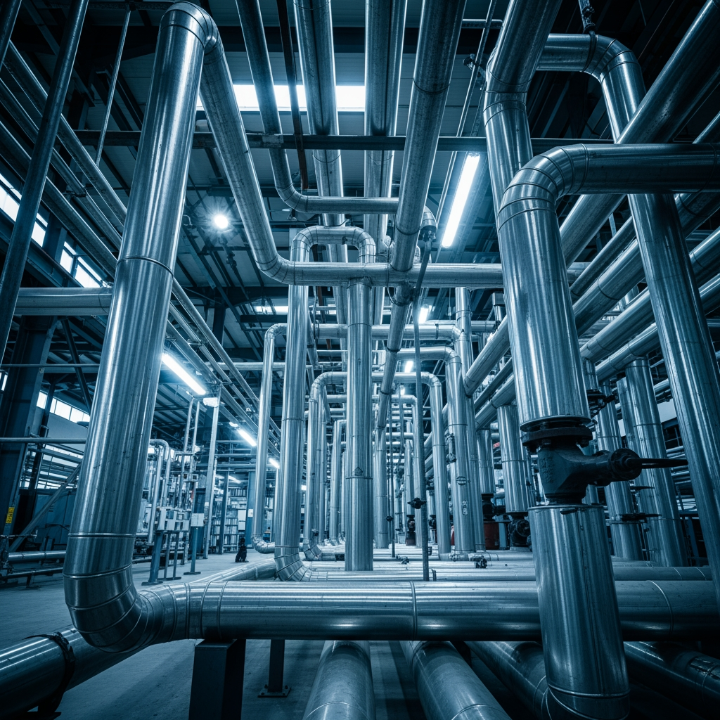 AI Design for make a photo in which shiny steel pipes