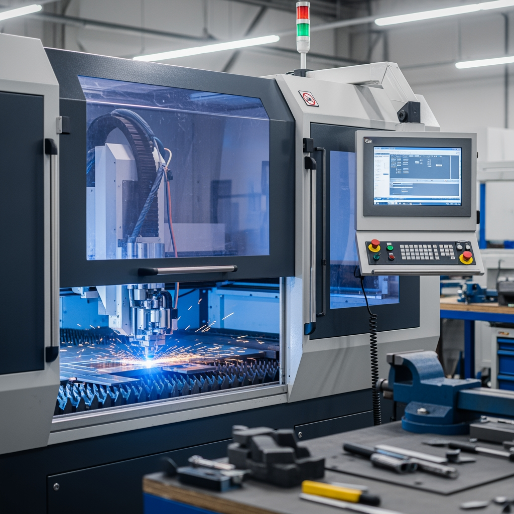 AI Design for make a photo in which the CNC laser machine