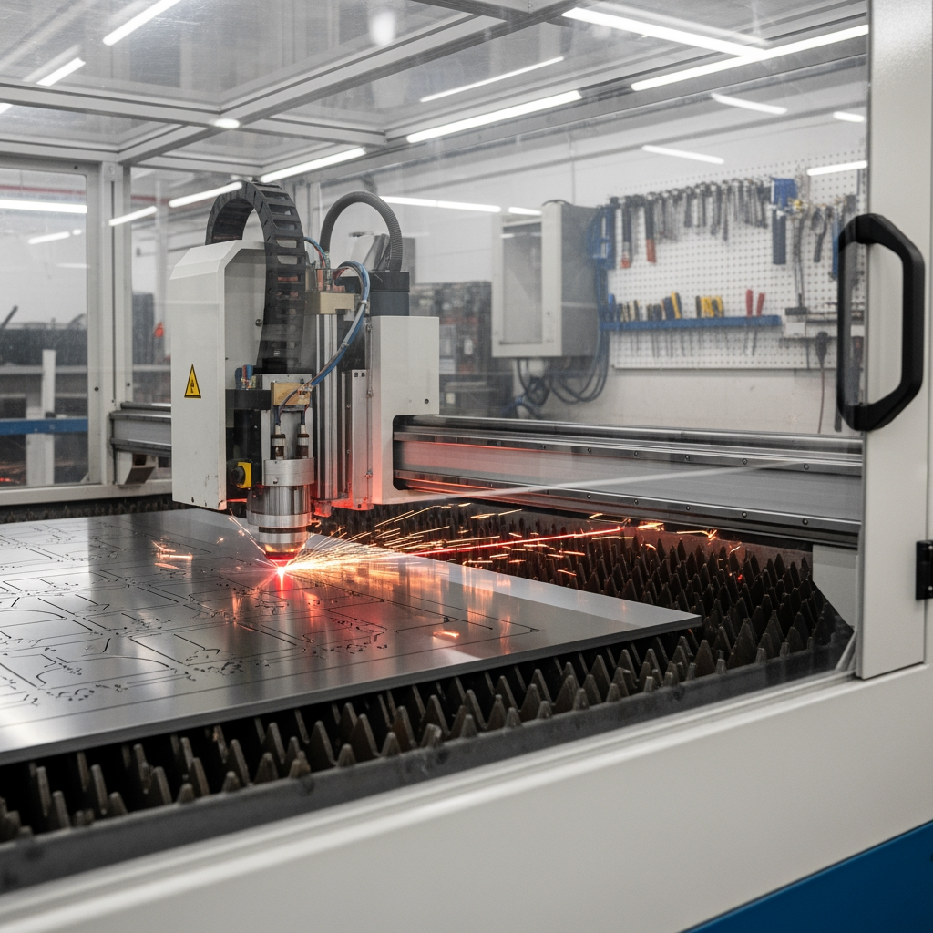AI Design for make a photo in which the CNC laser machine