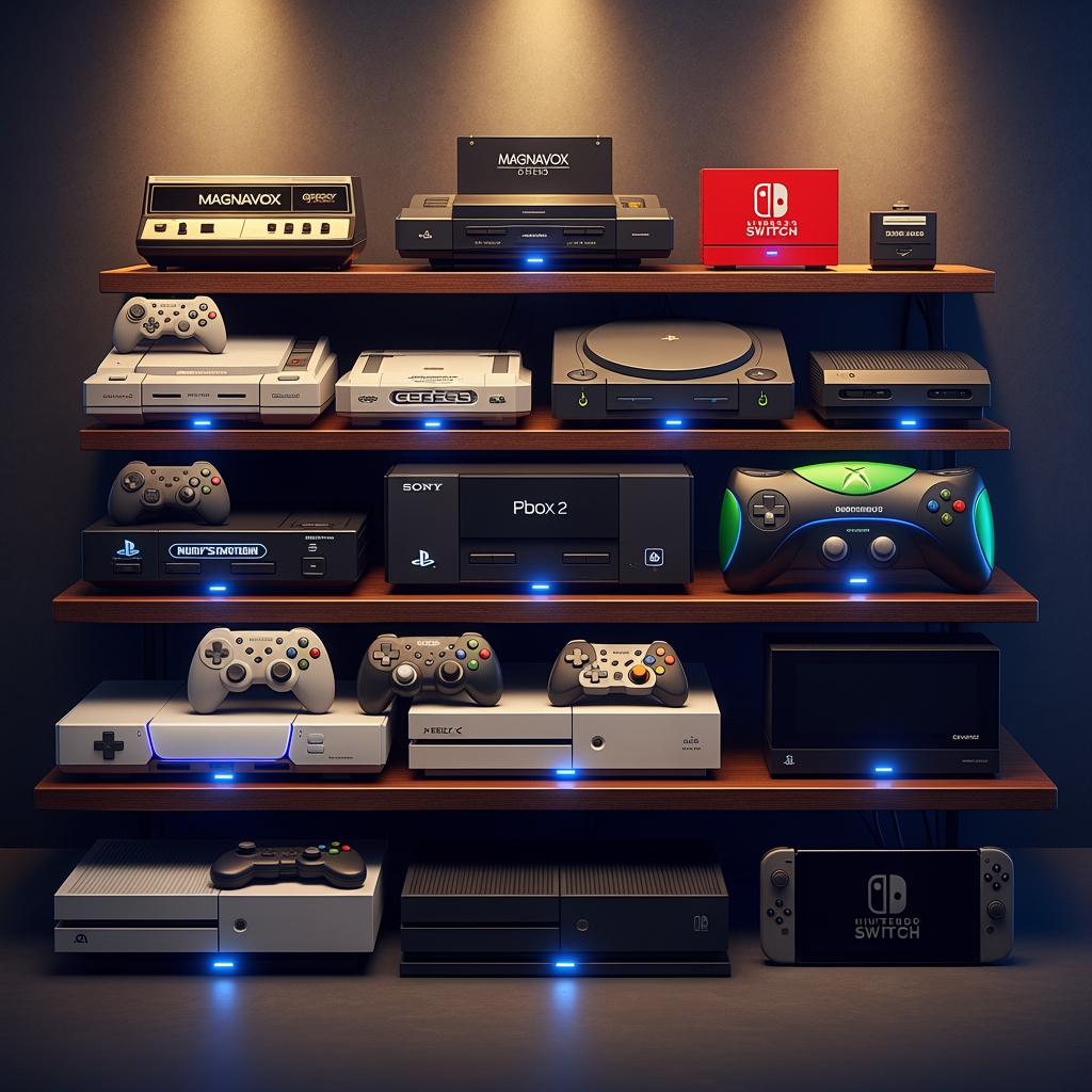 AI Design for make a photo in which the all gaming consoles