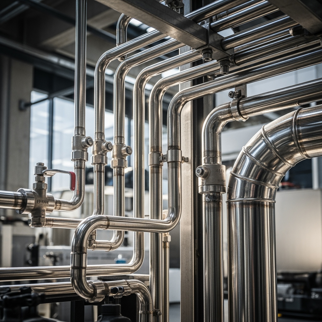 AI Design for make a photo in which shiny steel pipes