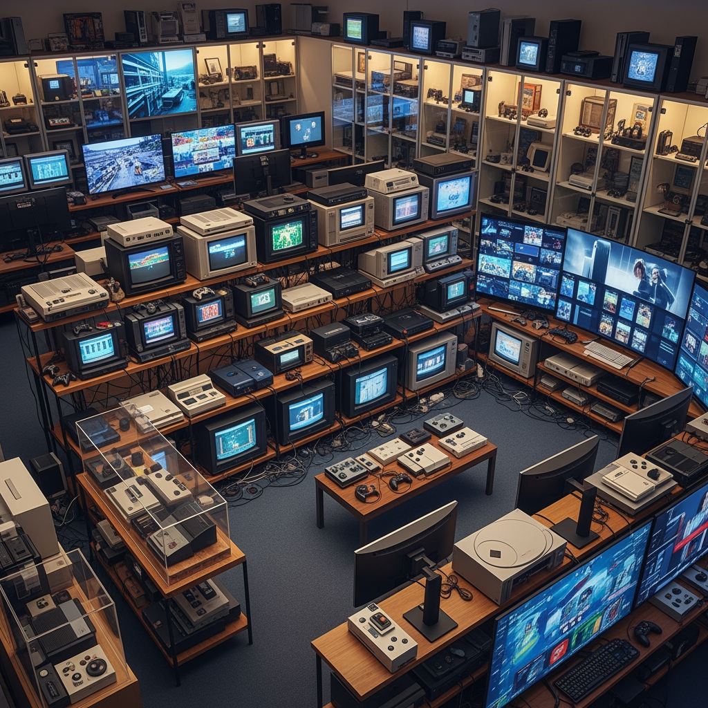 AI Design for make a photo in which the all gaming consoles